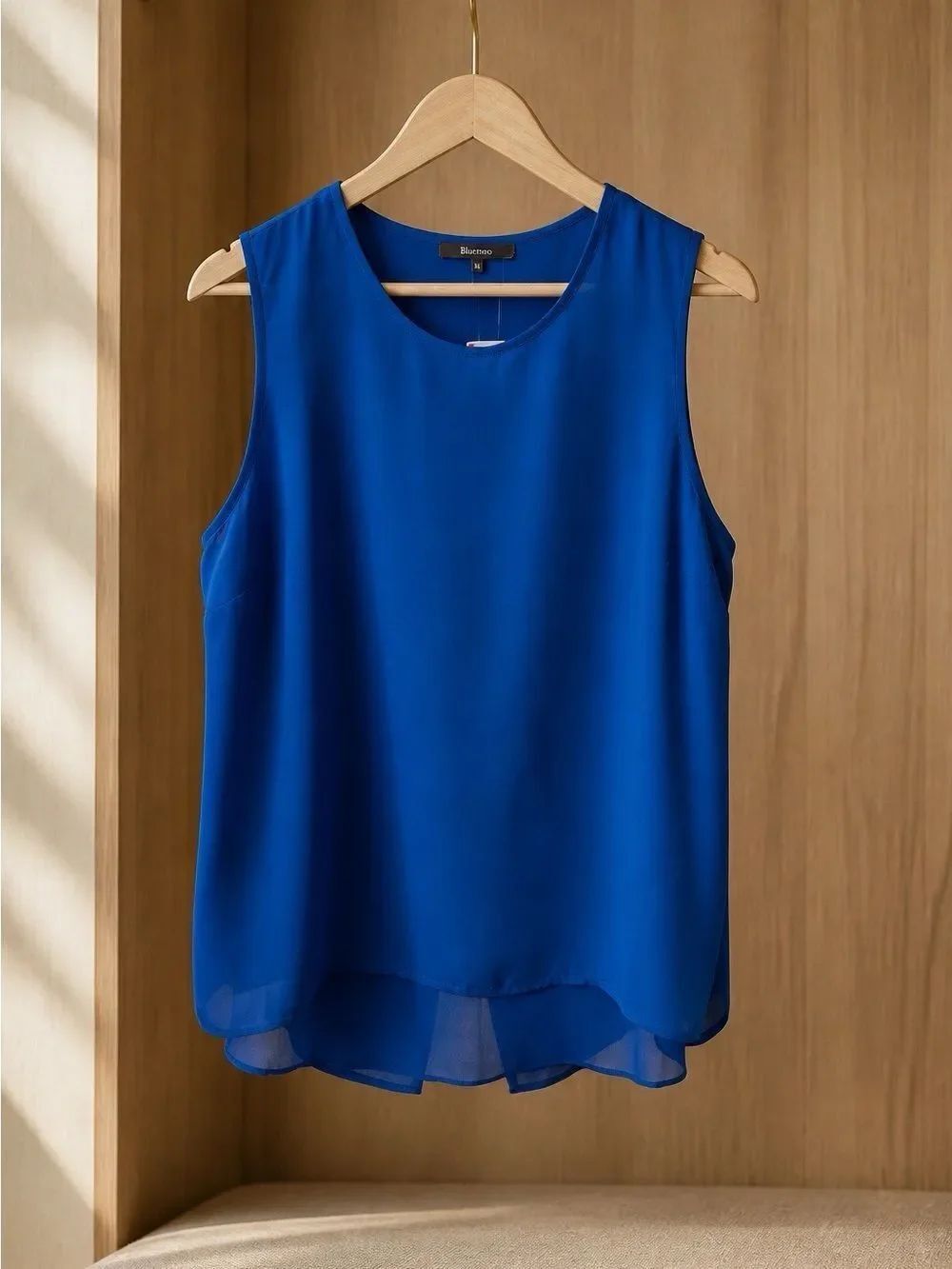 Belissimo Sleeveless Royal Blue Chiffon Shell Top